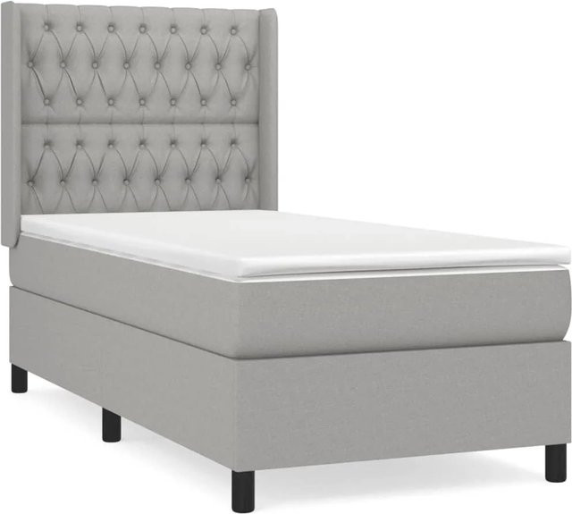 vidaXL Boxspringbett mit Matratze Hybrid-Design in Hellgrau, B/T/H: 90 x 200 cm - Bild 1