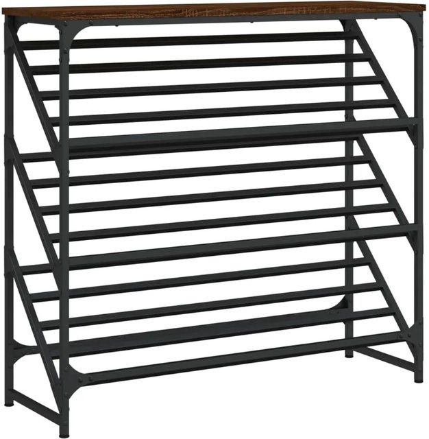 vidaXL Schuhregal in Eiche Braun aus Holzwerkstoff und pulverbeschichtetem Stahl, B/T/H: 90 x 30 x 85 cm - Bild 1