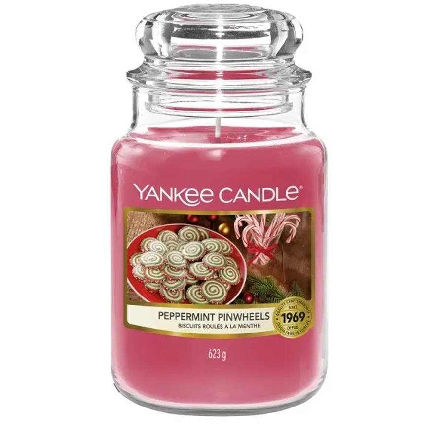 Yankee Candle Duftkerze Peppermint Pinwheels Large in Grün und Pink - Bild 2
