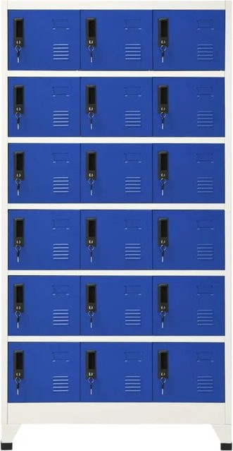 vidaXL Schließfachschrank aus Stahl in Grau-Blau mit Schloss, B/T/H: 90 x 40 x 180 cm - Bild 1