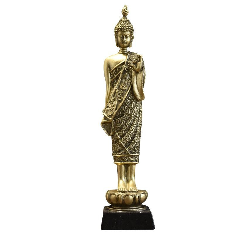 Yiran Health & Beauty Buddha-Statue im Südostasien-Stil aus Kunstharz in Gold für deine Heimdekoration - Bild 2