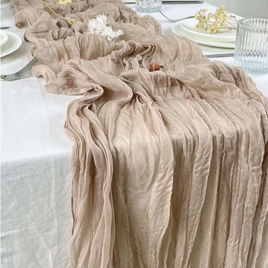 Frigg Tischläufer aus Leinen und Polyester in Braun und Beige, rustikaler Boho-Stil, B/H: 90 x 180 cm - Bild 1