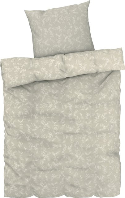 LIVARNO HOME Bettwäsche Renforcé aus Baumwolle und Viskose mit floralem Muster in Braun/Beige, B/H: 155 x 220 cm und 80 x 80 cm - Bild 1