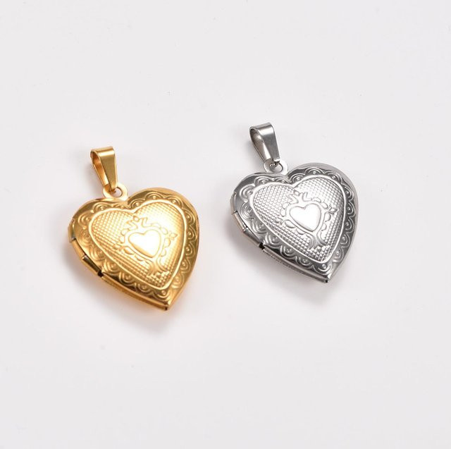 Anhänger Medaillon Herz, Edelstahl, Silber, Unisex - Bild 1