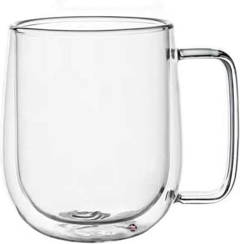 Bestbags Doppelwandiger Glasbecher aus Borosilikatglas mit Henkel, transparent, 150-350 ml - Bild 1