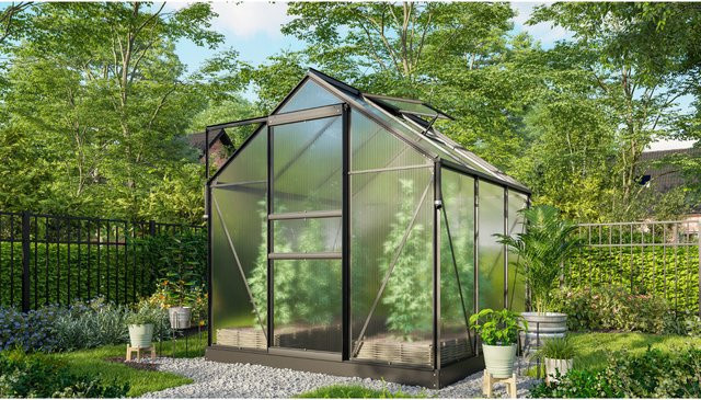 Vitavia Gewächshaus Marley mit Ready2Grow Zubehör-Set, schwarz, 3,8 m², H x B x T: 195 x 195 x 207 cm - Bild 1