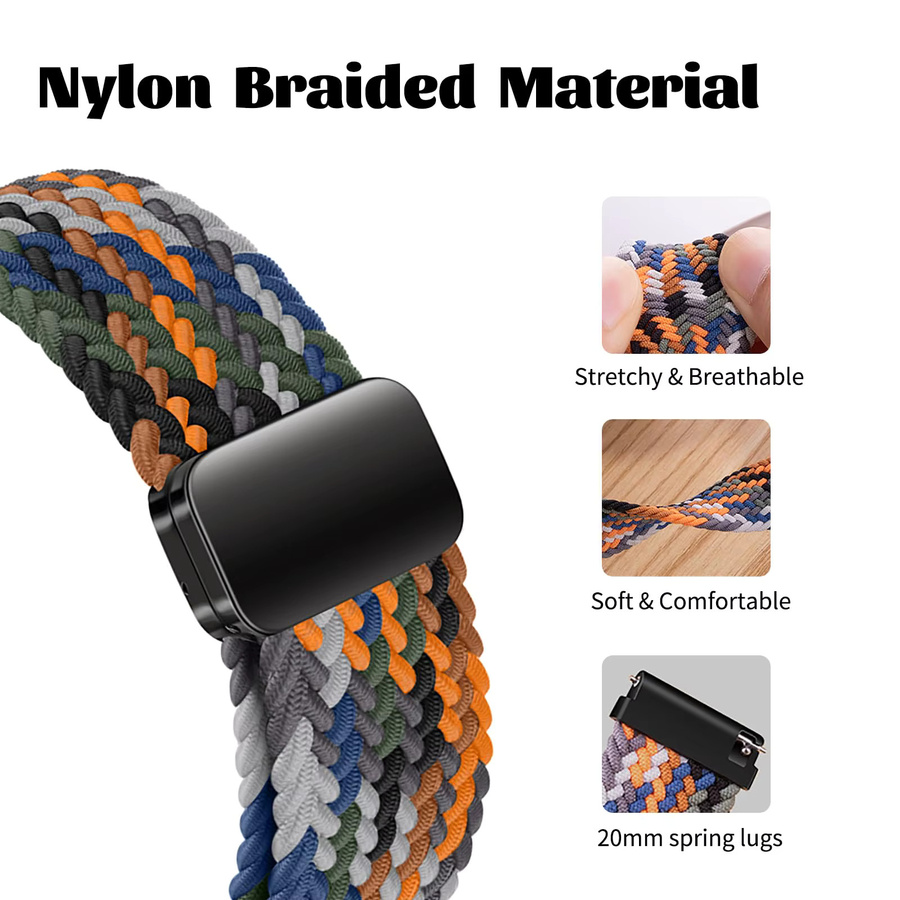 Uhrenarmband Nylon, Braide, Bunt, Unisex, 22 mm, für Huawei Watch GT 6 Pro 46 mm - Bild 2