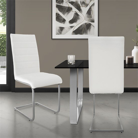 2er Set Esszimmerstühle Freischwinger von ML-Design in Weiß mit Kunstlederbezug und Metallgestell, B/T/H: 43 x 50 x 102 cm - Bild 1