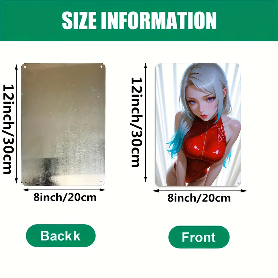 CIFBUY Retro Metall-Blechschild Sexy Bikini Aluminium-Wandkunst, B: 20,32 cm, H: 30,48 cm, Mehrfarbig - Bild 2
