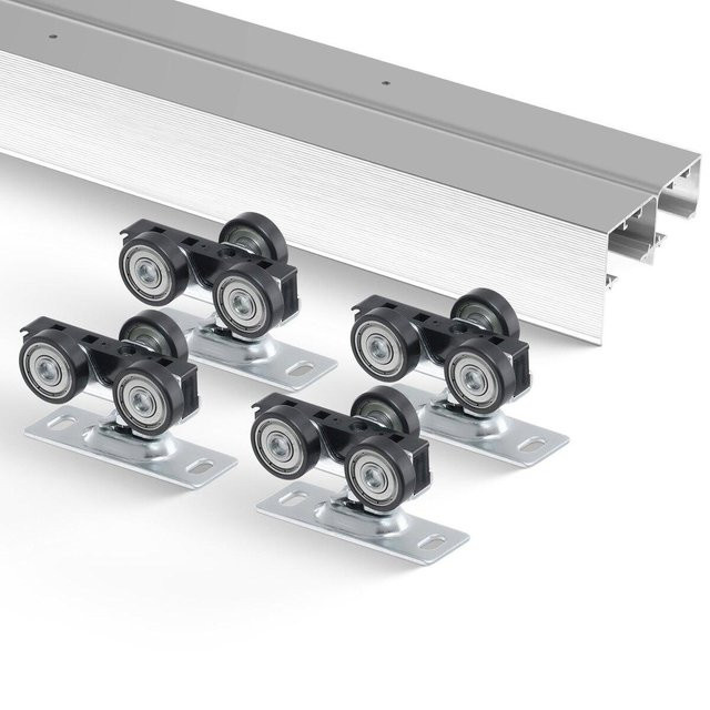 Buying Solutions MB Schiebetürbeschläge aus Aluminiumlegierung für 2-Türsysteme, Farbe: Silber, Länge: 152,4 cm - Bild 1