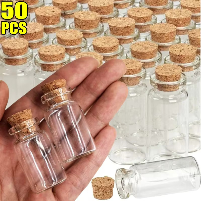 Transparente kleine Glasflaschen mit Korken für Bastelarbeiten und Geschenke - Bild 2