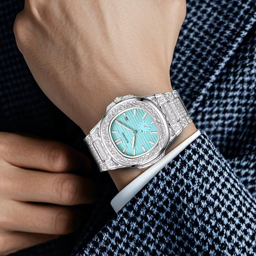 BANGWEI Armbanduhr Edelstahl, Quarz, Blau, Herren - Bild 4