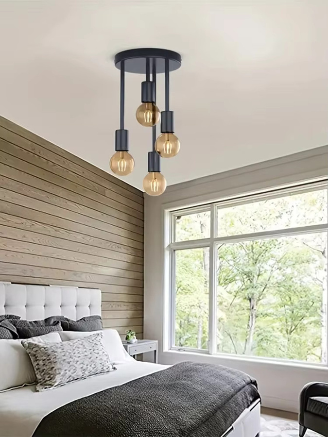 TRAZOS Moderne LED-Deckenleuchte in Schwarz mit Filament-Glaskugel und E27-Fassung - Bild 2