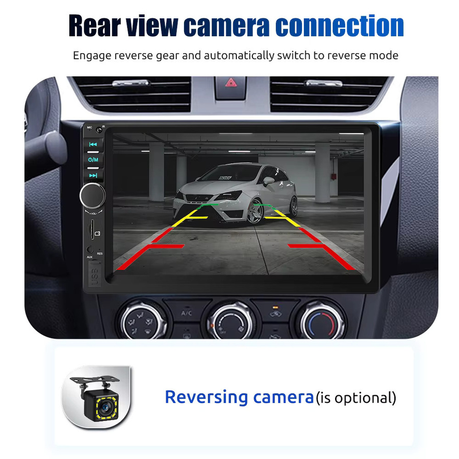 ESSGOO Universal Autoradio mit 7 Zoll HD-Touchscreen, Carplay, Android Auto, Bluetooth, FM, TF, USB, AUX und Mirror Link in Schwarz - Bild 5