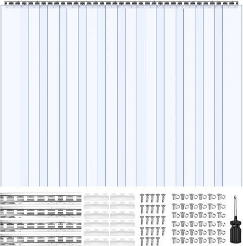 VEVOR Streifenvorhang aus transparentem PVC, 12 Stück, B/H: 182 x 243 cm - Bild 1