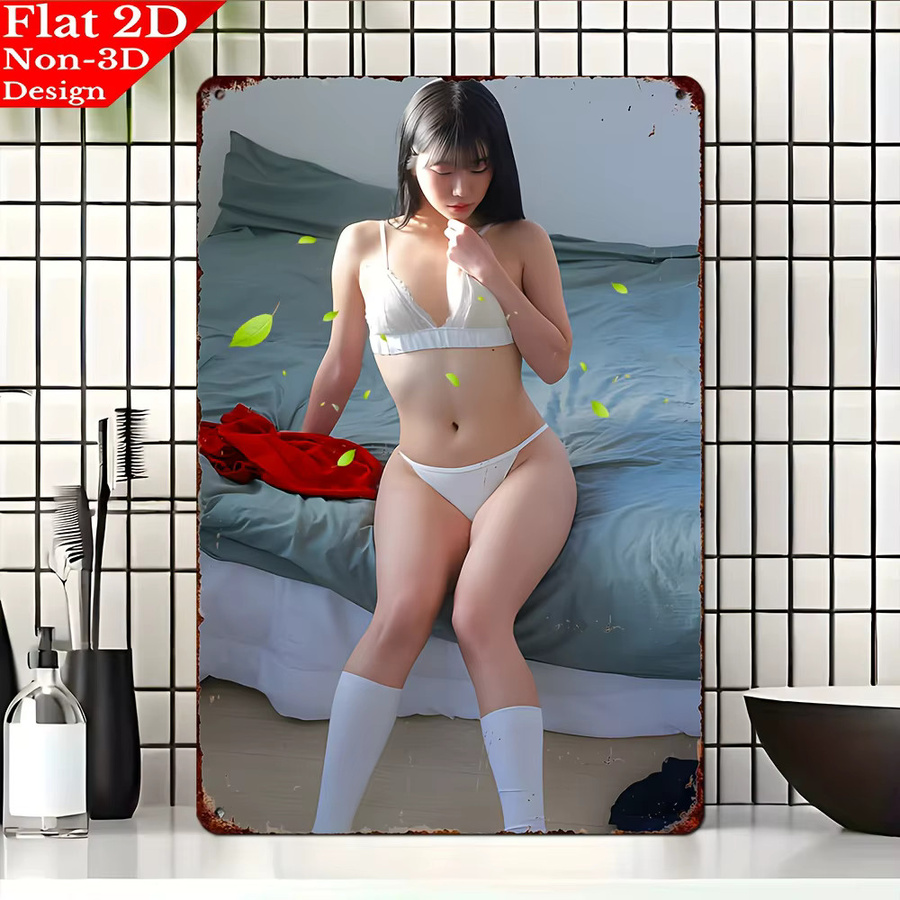 CIFBUY Vintage Metallschild Sexy Woman Aluminiumplakette Retro Wandkunst B: 8,0 cm, H: 30,0 cm, Mehrfarbig - Bild 4