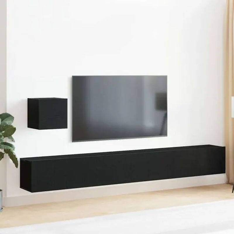 Vidaxl 4-teiliges TV-Schrank-Set in Schwarz und Eiche im modernen minimalistischen Design - Bild 1