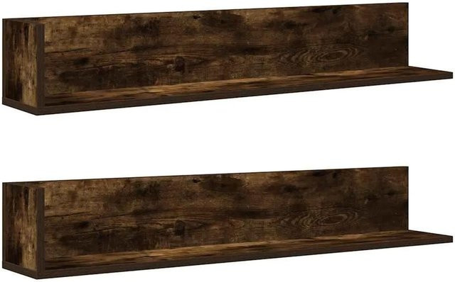 vidaXL Wandregale 2er Set aus Holzwerkstoff in Räuchereiche, B/T/H: 100 x 16,5 x 16,5 cm - Bild 1