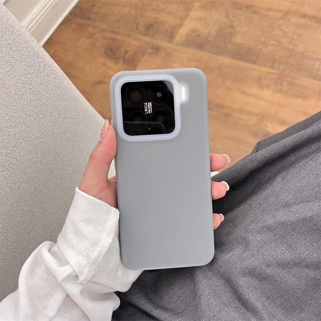 Stoßfeste Silikon-Schutzhülle in Neon-Matt-Optik für Xiaomi Mi 15 14 13 K70 Ultra K80 Pro in Grau - Bild 1