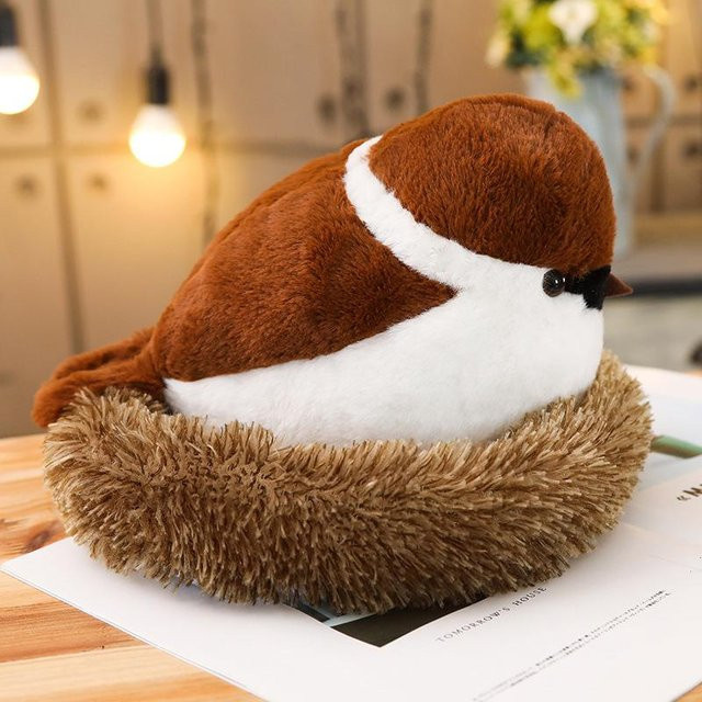 Spatzenpuppe Plüschtier, Vogelpuppe, Braun, Bunt / Mehrfarbig - Bild 1