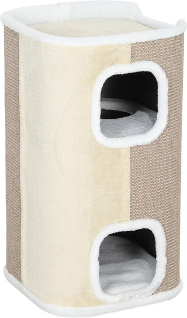 PawHut Kratztonne für Katzen in Beige und Weiß mit Höhle, Kissen und Sisal, Höhe: 74 cm, Breite: 40 cm, Tiefe: 40 cm - Bild 1