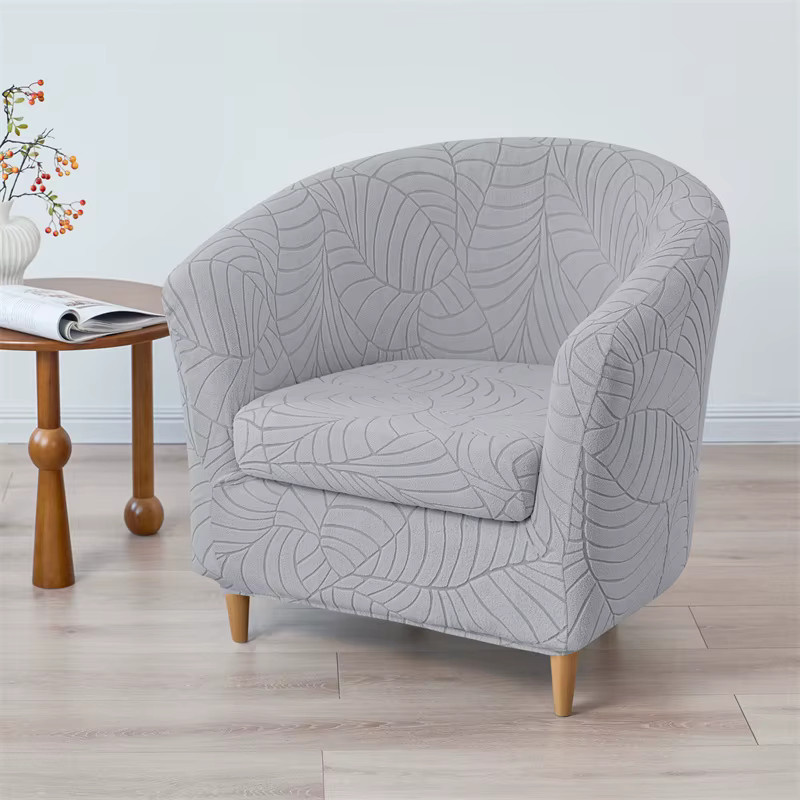 WANERQU Jacquard-Sesselbezug mit Sitzkissenbezug in Beige White, Stretch-Schonbezug für Einzelsofas und Club-Stühle - Bild 1