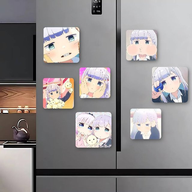 Anime Aharen-san Wa Hakarenai Kühlschrankmagnet quadratisch, bunter magnetischer Aufkleber - Bild 1