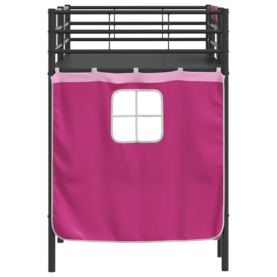 vidaXL Kinder Loft Bettgestell aus Metall mit Vorhängen in Schwarz und Pink - Bild 5