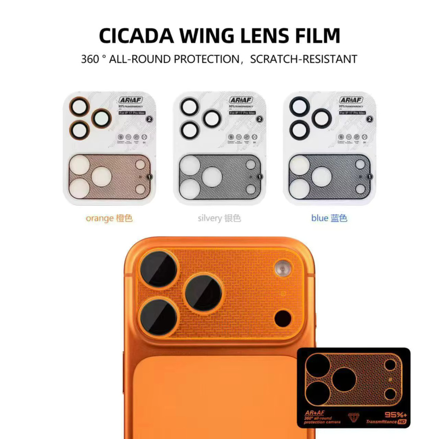 NYFundas Kameraobjektivschutz aus Metall und Glas für iPhone 17 Pro Max in Orange - Bild 3