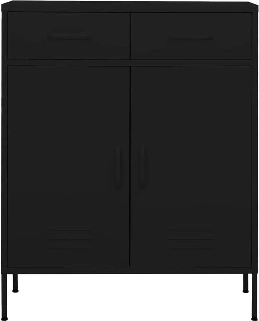 vidaXL Lagerschrank aus Stahl in Schwarz mit Türen und Schubladen, B/T/H: 80 x 35 x 101,5 cm - Bild 1