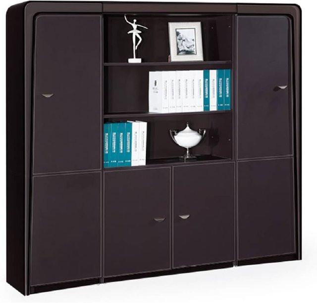 Jet-Line Aktenschrank Pompeji in Schwarz mit Kunstleder-Details für Büro und Homeoffice, H x B x T: 218 x 180 x 40 cm - Bild 1