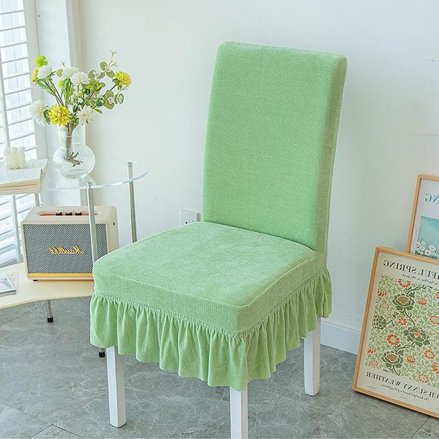 Einteiliger elastischer Stuhlbezug von Yiran Furniture in Grün für Esszimmerstühle, B/T/H: 38 x 38 x 47 cm - Bild 1