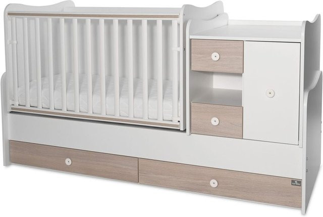 Lorelli Babybett und Jugendbett Mini Max 3 in 1 umbaubar für 2 Kinder, hellbraun weiß - Bild 1