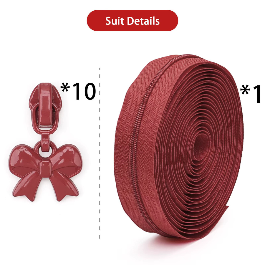 Changsons Set aus Nylon-Reißverschlüssen und Reißverschlussgriffen im Bogen-Stil aus Kunststoff, 5 Yards und 10 Griffe - Bild 4