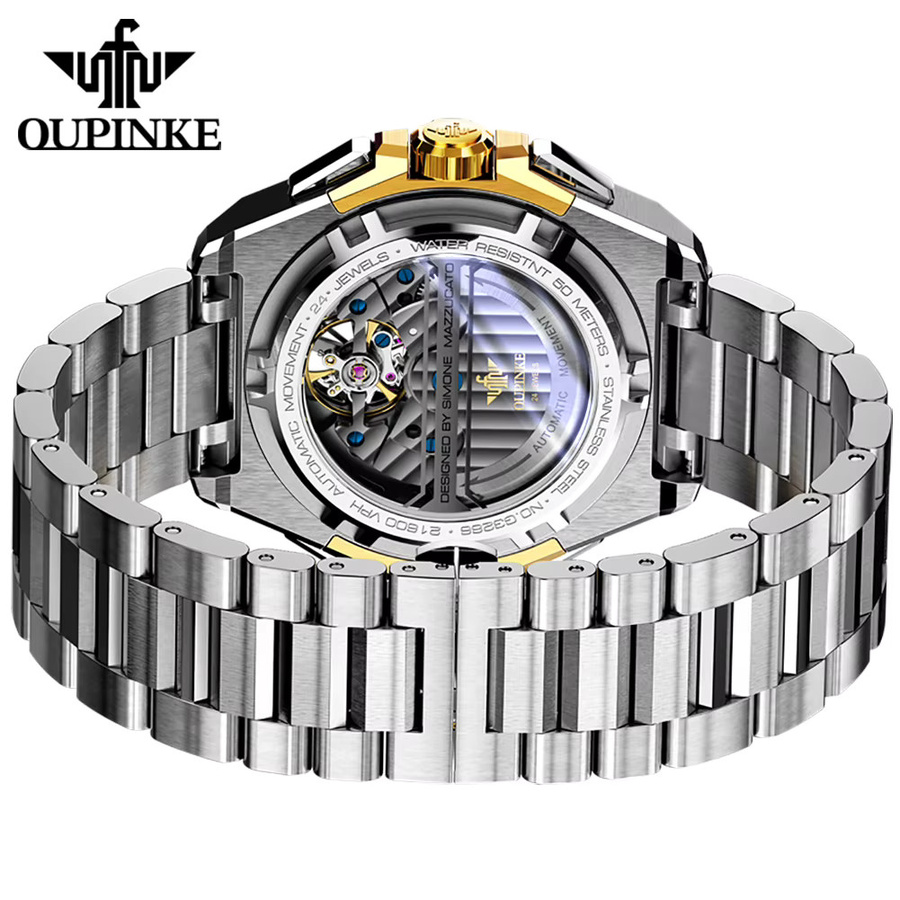 OUPINKE Armbanduhr Skelett, Automatik, Edelstahl, Herren - Bild 2