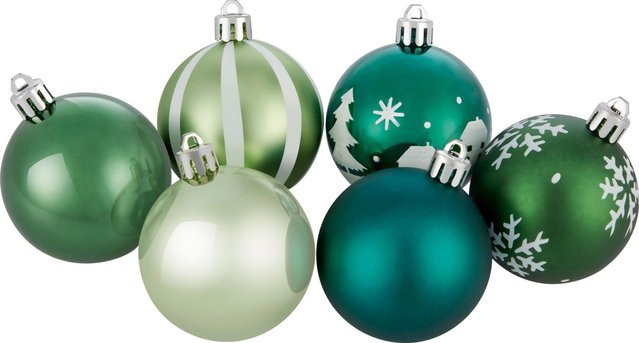 OBI Weihnachtskugeln aus Kunststoff, Mehrfarbig, 12er Set, Durchmesser: 6 cm - Bild 1