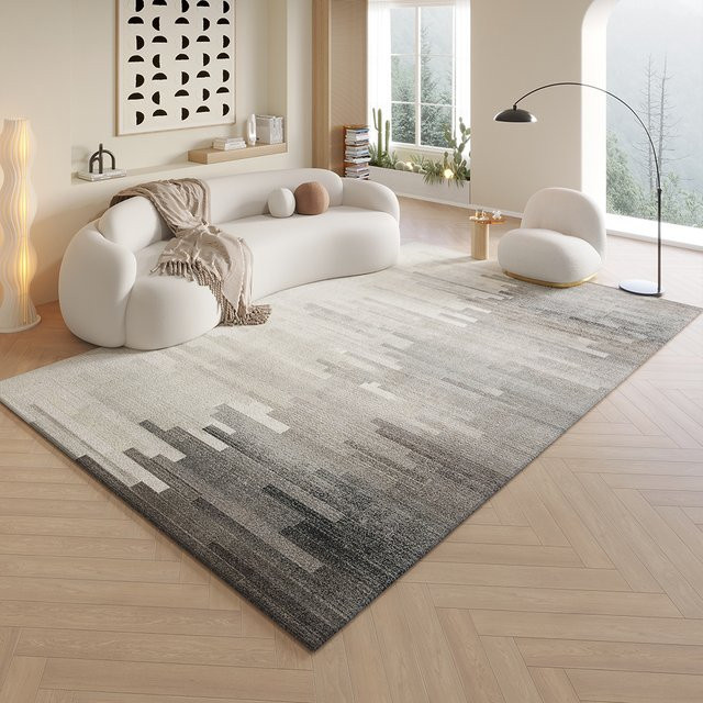 Vikamas Geometrischer Farbverlaufsteppich in Grau, rutschfeste und schmutzabweisende Wohnzimmer-Bodenmatte, B/T: 120 x 80 cm - Bild 1
