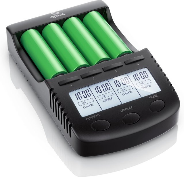 Aplic Akku-Ladegerät 1000 mA in Schwarz mit USB-Ladeport für Li-ion, 18650, Ni-MH und Ni-CD Akkus - Bild 1