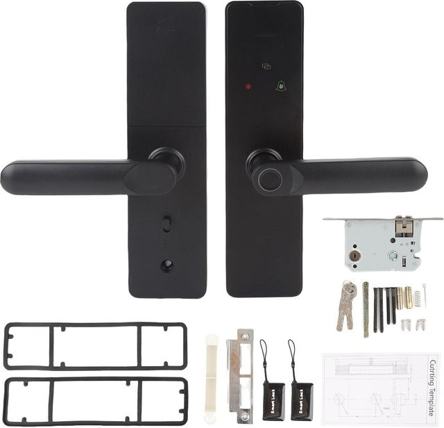 Aimo Smart Türschloss mit Fingerabdruck, Passwort, IC-Karte und mechanischem Schlüssel, Tuya App Steuerung, Schwarz - Bild 1