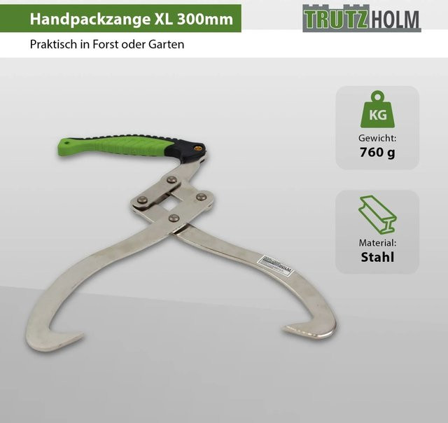TRUTZHOLM Handpackzange XL aus Manganstahl in Grün und Silber, Länge: 30 cm - Bild 1