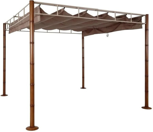MCW Pergola L42 Garten Pavillon Terrassenüberdachung in Bambus-Optik, Farbe: Braun, B/T: 300 x 300 cm, Höhe: 220 cm - Bild 2