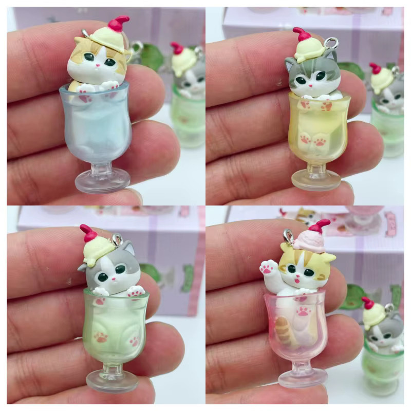 Bandai Mofusand Katze Pudding Kalten Getränk Anhänger, Mini Figuren Blind Box, Puppen - Bild 2