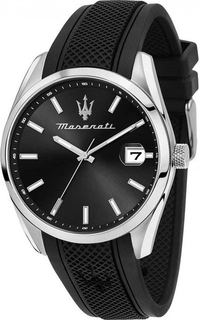 Maserati Herrenuhr Attrazione, Quarz, Edelstahl, Silikon, 43 mm, Schwarz - Bild 1