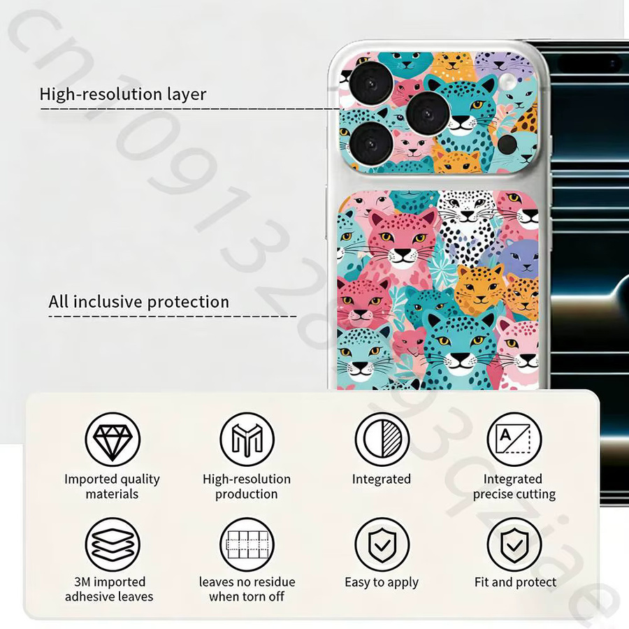 FlowER Rückseitenschutzfolie für iPhone 17 Pro Max und iPhone 17 Pro, 3D Skin Wrap Aufkleber mit vollständiger Abdeckung, Multicolor - Bild 3