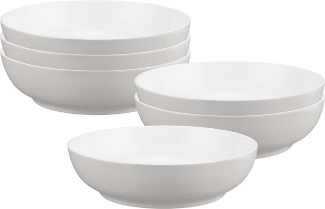 Seltmann Weiden Liberty Pure Colors Salad Bowls aus Porzellan, Weiß, 6er Set, Durchmesser: 25 cm - Bild 1
