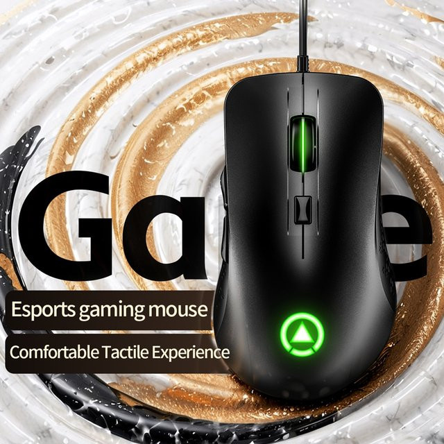 YINDIAO Ergonomische Kabelgebundene Gaming-Maus in Schwarz für PC und Laptop - Bild 1
