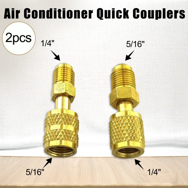 2er-Set Messing-Adapter für Vakuumpumpe R410a, 5/16 SAE Schnellkupplung auf 1/4 SAE, von taotaocar - Bild 1