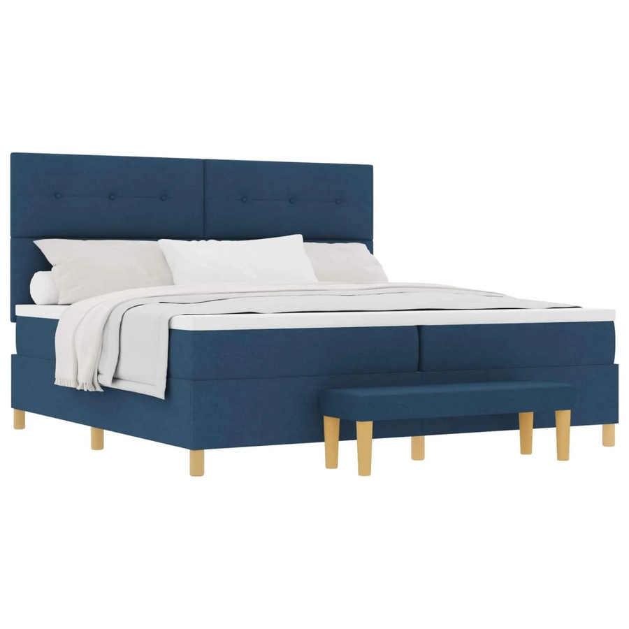 vidaXL Boxspringbett mit Matratze und Kopfteil in Blau, B/T/H: 200 x 200 x 128 cm - Bild 2