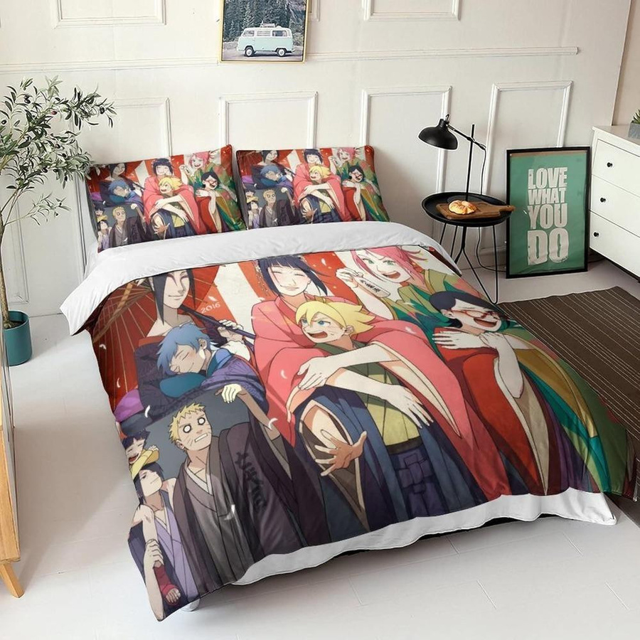 JMG Household Supplies Naruto Anime Mikrofaser Bettwäscheset mit Reißverschluss, 3-teilig, B: 90 cm, L: 200 cm - Bild 1