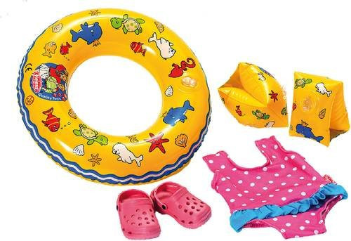 Buntes Puppen-Schwimmset mit Zubehör für Puppen von 35 bis 45 cm Größe - Bild 1